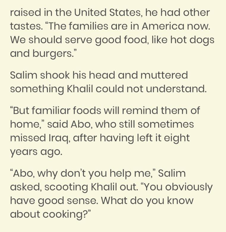 How is Abo MOST influenced by preparing meals in the Islamic Center? A: It inspires-example-3