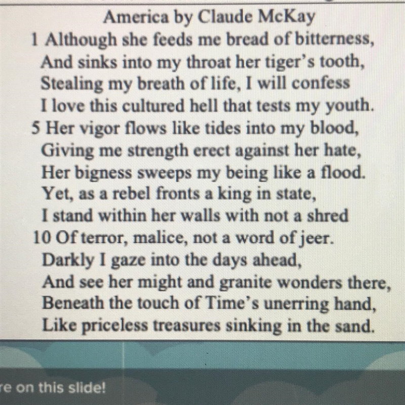 1. The poet uses a simile in lines 5 and 6 to reveal that the speaker-- A. grows from-example-1