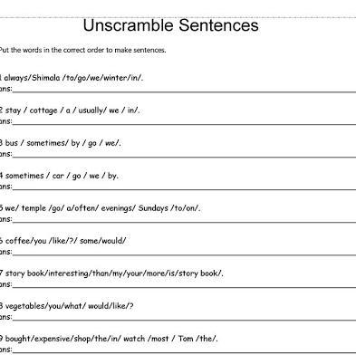 Unscramble sentences AYUDAAA!! Lo necesito de ya!!-example-1