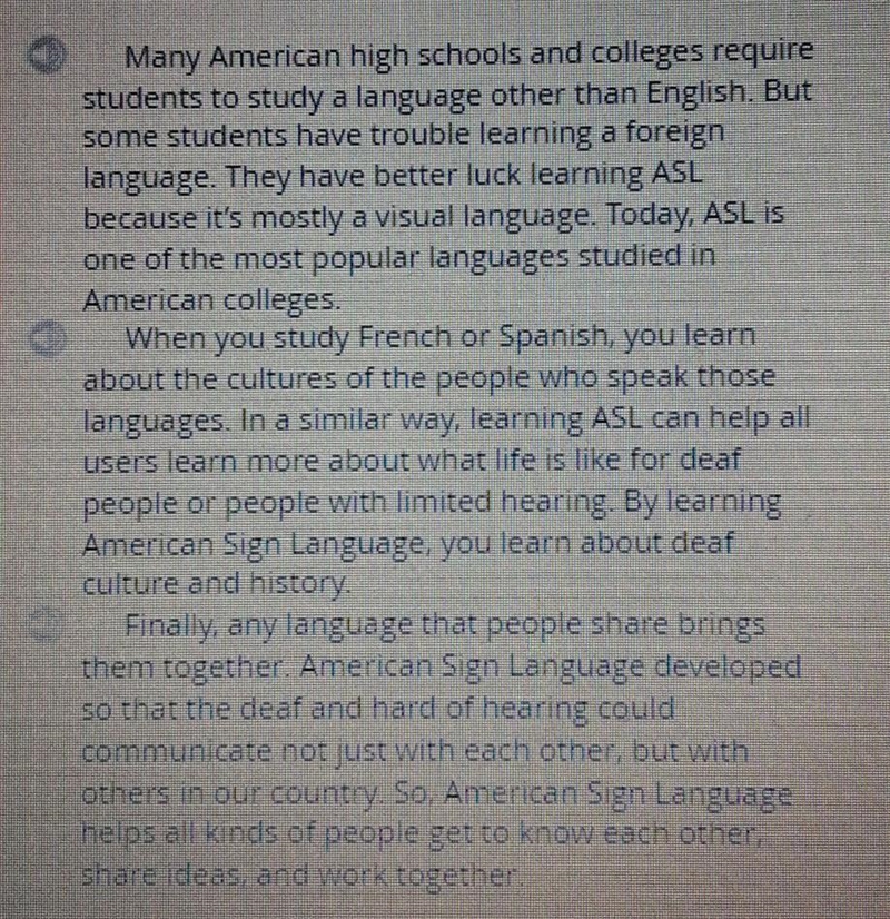 What maln polnt does the author glve In the second paragraph? A.Only deaf people can-example-1