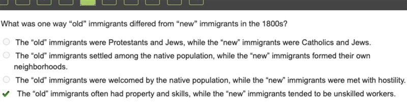 What was one way "old" immigrants differed from "new" immigrants-example-1