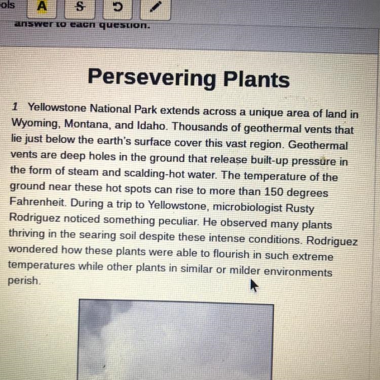 Question 12 What is paragraph 1 mostly about? Answer F) The unusual conditions in-example-1