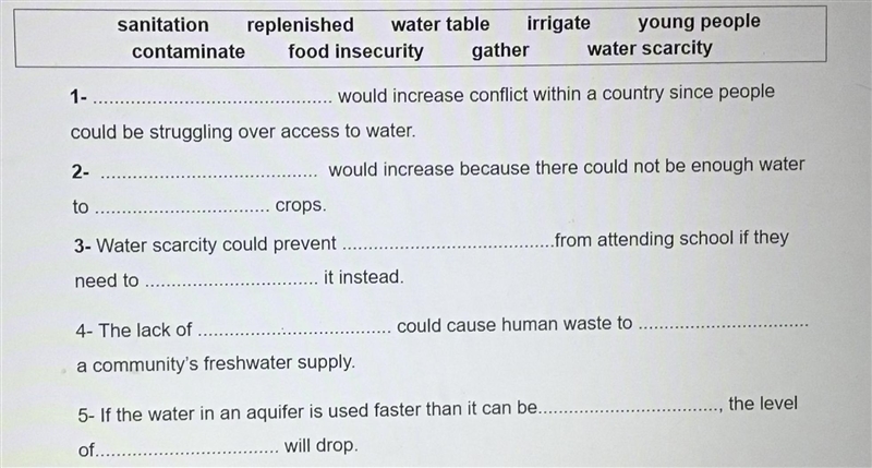 Global Issues Fill in The Blanks with words to complete the following statements-example-1