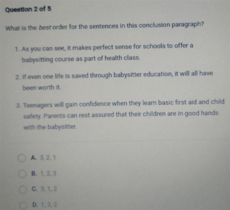 What is the best order for the sentences in this conclusion paragraph? 1. As you can-example-1