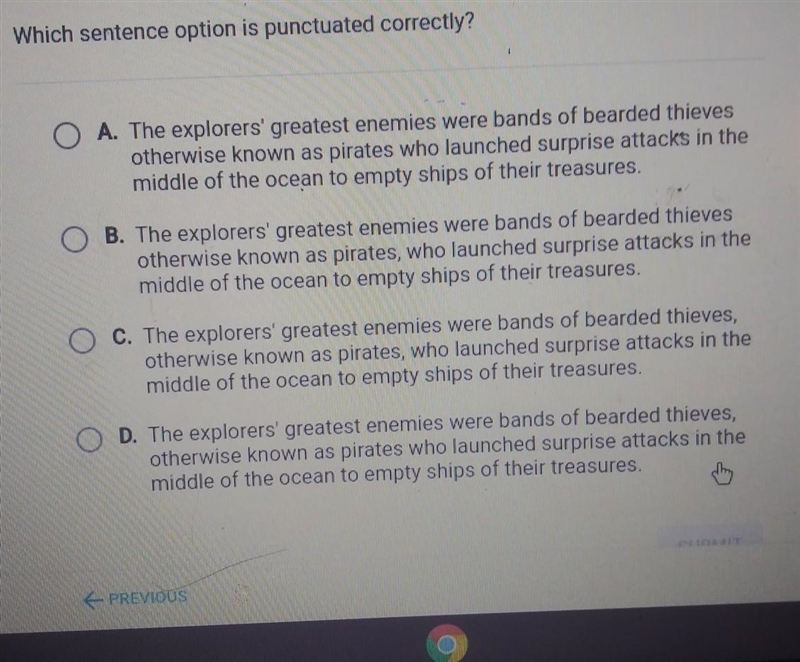 Which sentence option is punctuated corectly​-example-1