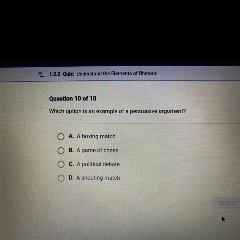 Which option is an example of a persuasive argument?-example-1