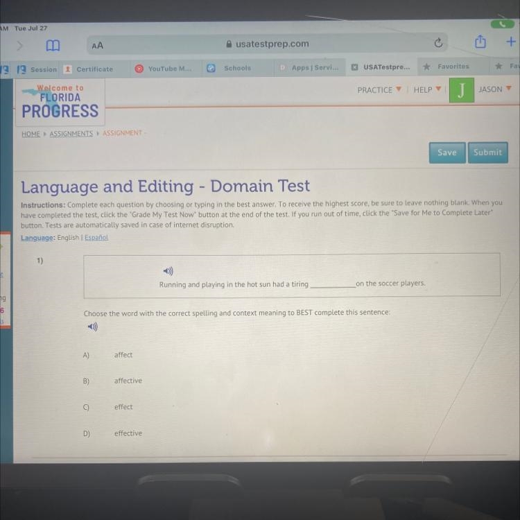 Language and Editing - Domain Test Can I get the answers for 1-20-example-1