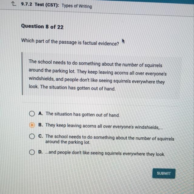 Which part of the passage is factual evidence? The school needs to do something about-example-1