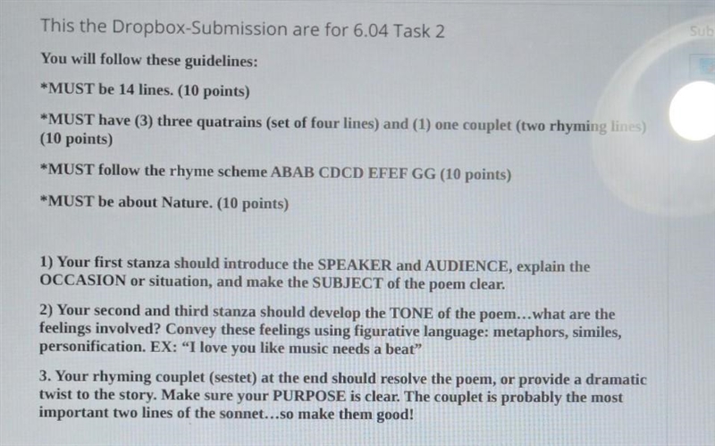 PLS HELP ASAP THIS IS DUE TODAY. Write a sonnet about nature .​-example-1