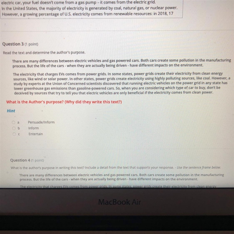 Read the text and determine the author's purpose. What is the Author's purpose? (Why-example-1