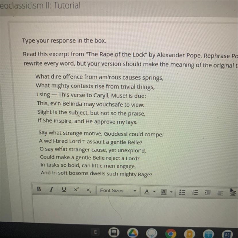 Type your response in the box .Read this excerpt from the rxpe of the lock by Alexander-example-1