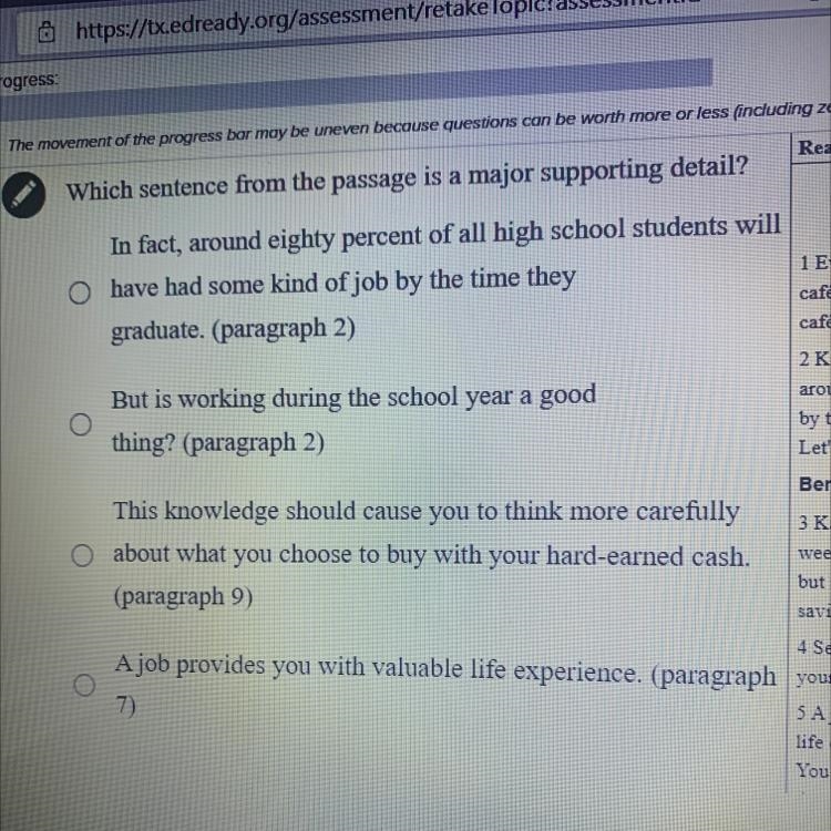 Which sentence from the passage is a major supporting detail ?-example-1