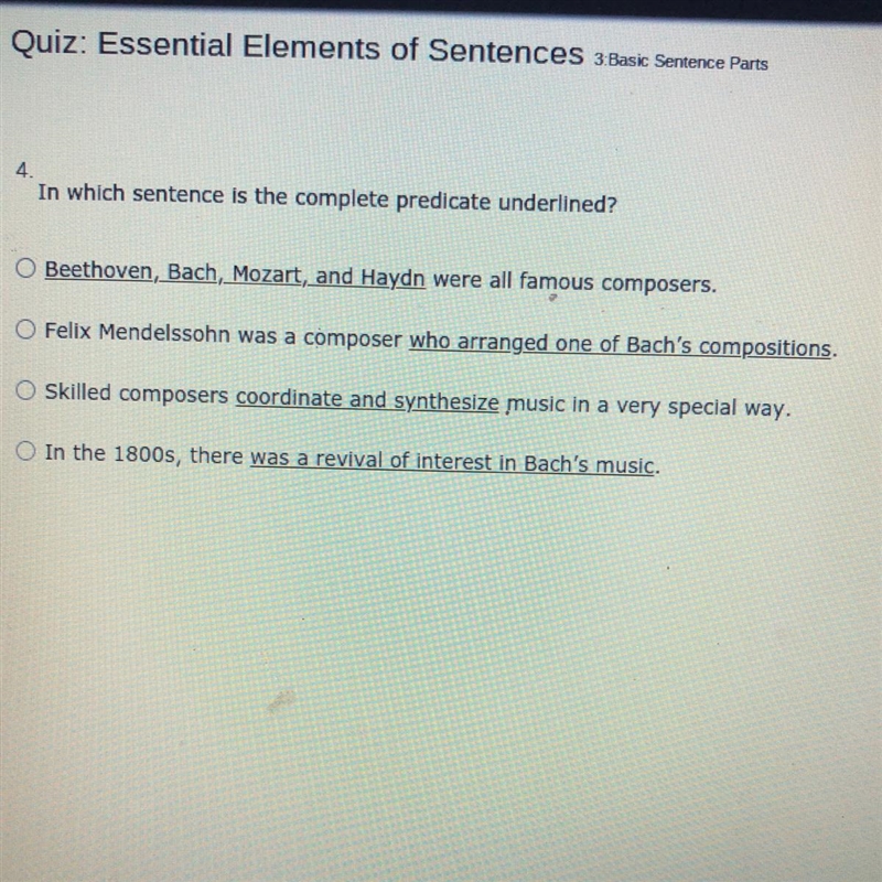 In which sentence is the complete predicate underlined-example-1