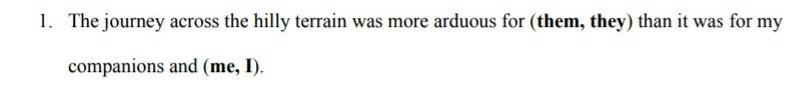The journey across the hilly terrain was more arduous for (them, they) than it was-example-1