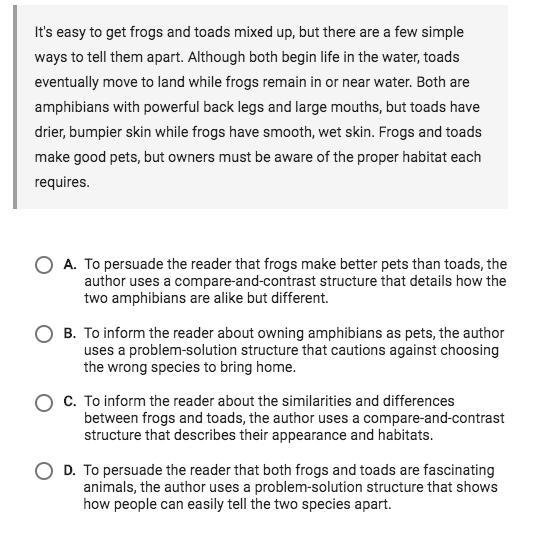 How does the organizational structure of the passage support the author's purpose-example-1