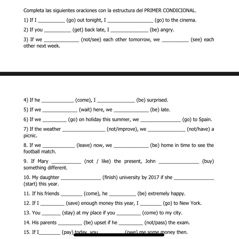 Complete the following sentences with the structure of the conditional zero please-example-1