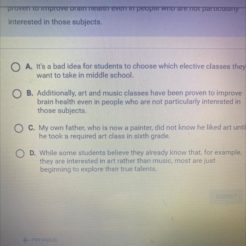 Which claim from the passage is an opinion? It's a bad idea for students to choose-example-1