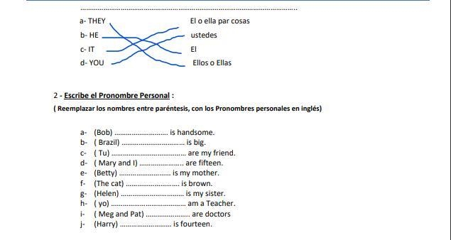 Reemplazar los nombres entre parentesis con los pronombres personales en inglessssss-example-1