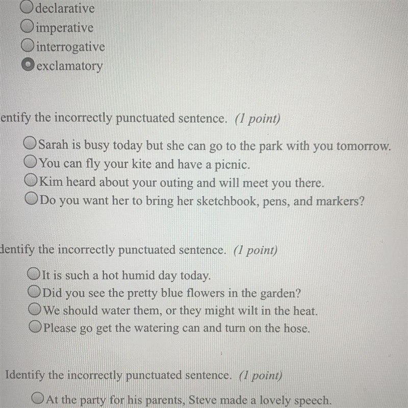 Identify the incorrectly punctuated sentence. Number 8 and 9-example-1