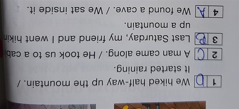 Help plssss use your answers from Ex.5 to complete the story. Last Saturday, my friend-example-1