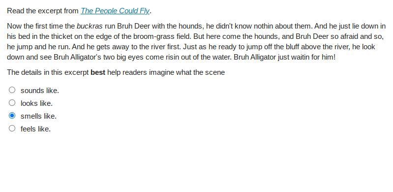 HELP 25 POINTS Read the excerpt from The People Could Fly. Now the first time the-example-1