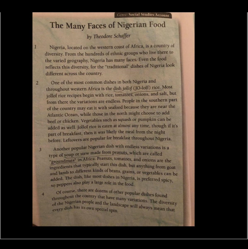 Questions on The Many Faces of Nigerian Food. 1. How does the author use the title-example-1