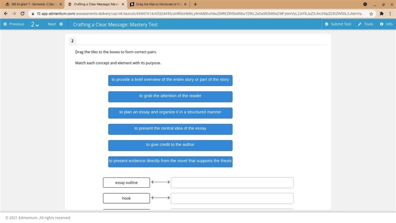 Drag the tiles to the boxes to form correct pairs. Match each concept and element-example-1