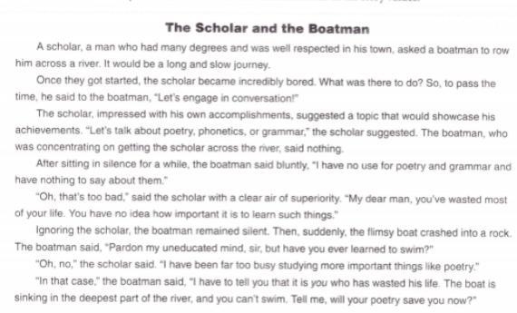 What does the scholar value? A. Time B. Ideas C. Patience D. Nature-example-1