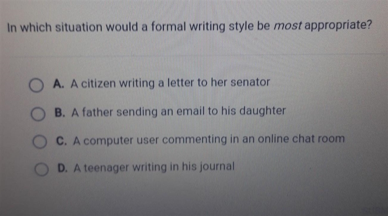 In which situation would a formal writing style be most appropriate?​-example-1