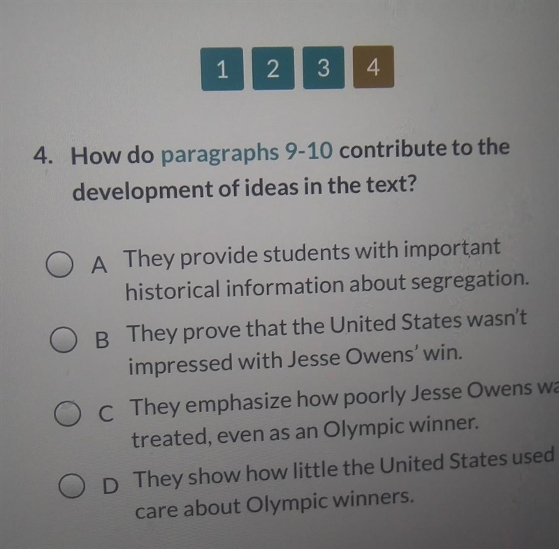 Question 4 on Jesse Owens Commonlit​-example-1