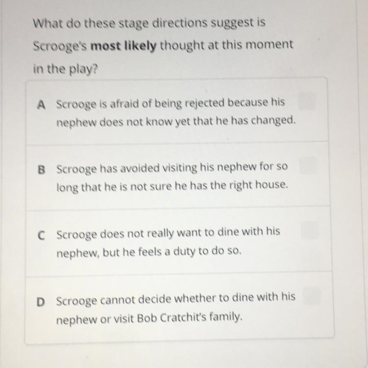 WORTH ALOT OF POINTS!!! Read these stage directions from Act II of A Christmas Carol-example-1