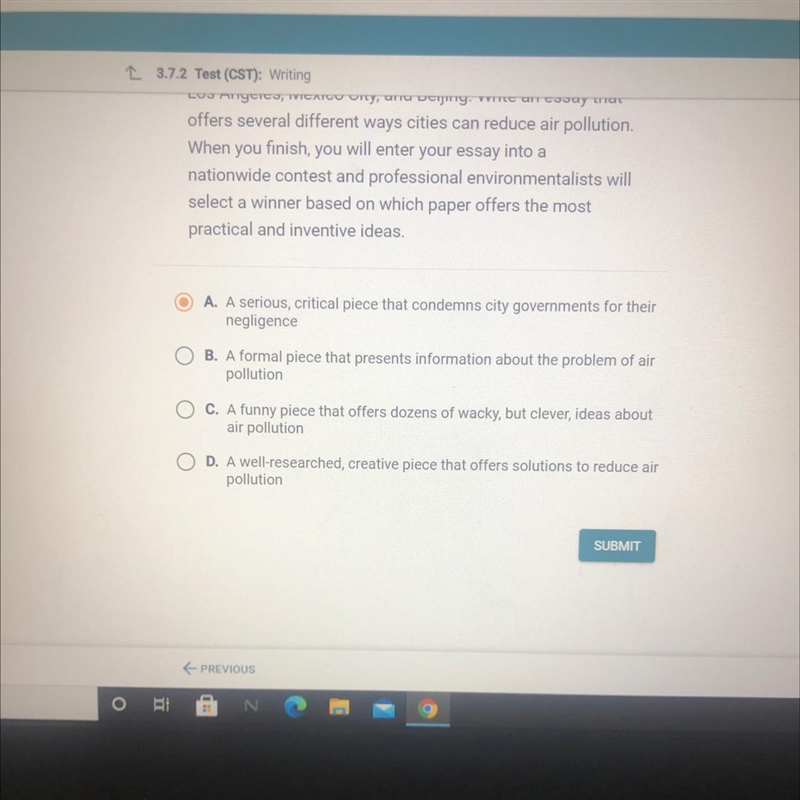 Question 1 of 18 Which piece of writing is most appropriate for the task, purpose-example-1