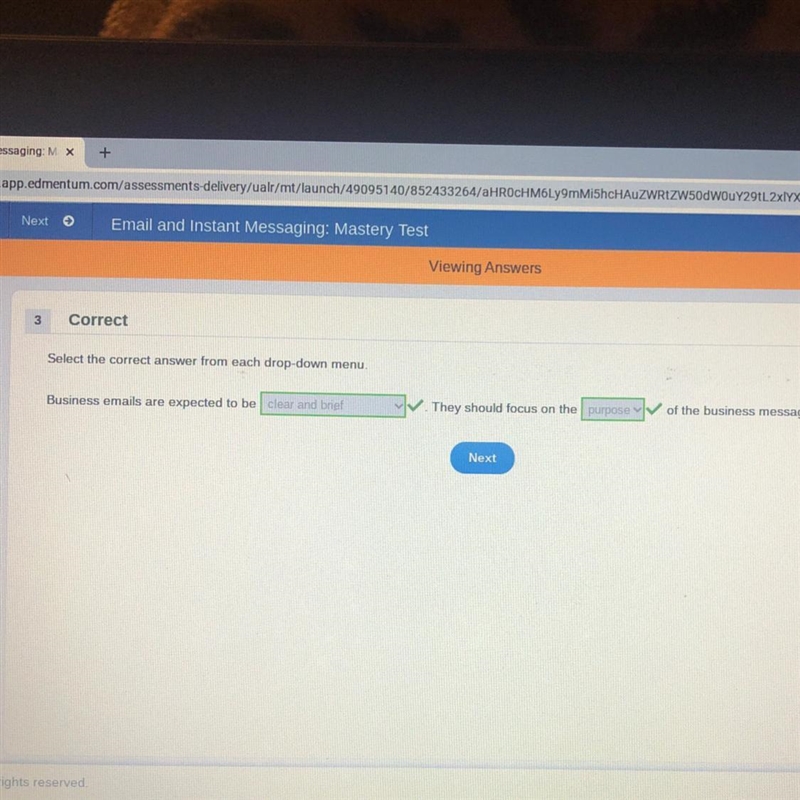 / \ < >Correct \/ \/ Select the correct answer from each drop-down menu. Business-example-1