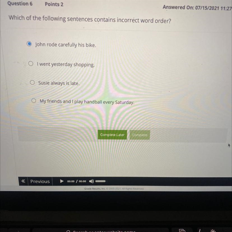 Is this a or b ? Which one is incorrect word order?-example-1