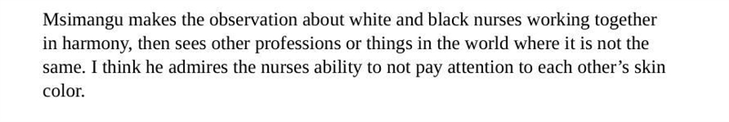 Based on this passage, what is Msimangu’s approach to racial issues in South Africa-example-1