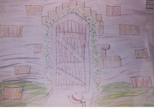 I need a drawing of the secret garden entrance from, The Secret Garden. I need it-example-1