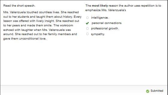 The most likely reason the author uses repetition is to emphasize Mrs. Valenzuela-example-1