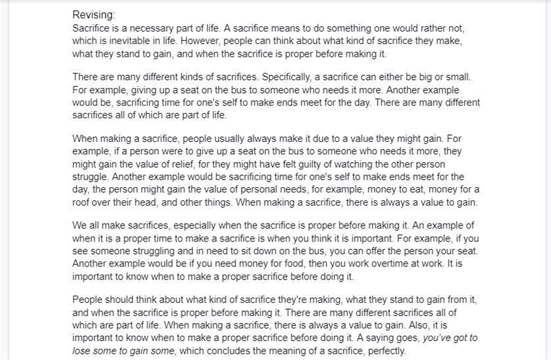 Prompt Write an informative essay explaining the different kinds of sacrifices people-example-3