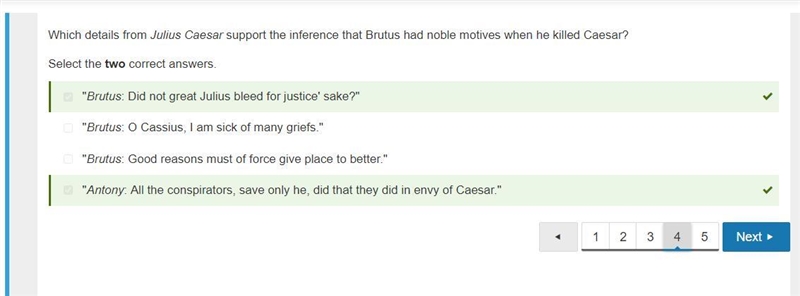 Which details from Julius Caesar support the inference that Brutus had noble motives-example-1