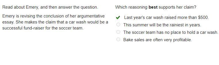 Read about Emery, and then answer the question. Emery is revising the conclusion of-example-1