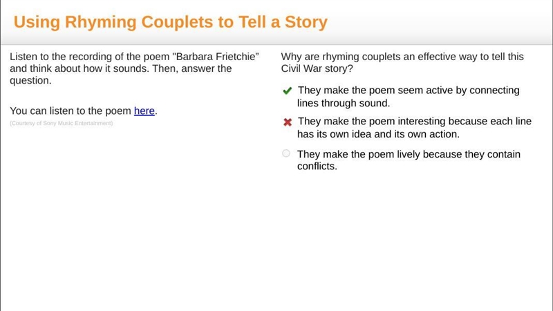 Listen to the recording of the poem "Barbara Frietchie” and think about how it-example-1