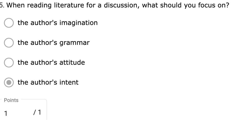 When reading literature for a discussion, what should you focus on? Select one: a-example-1