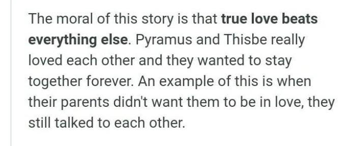 In the summary, what does Pyramus think happened to Thisbe? What actually happened-example-1