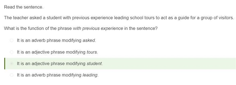 The teacher asked a student with previous experience leading school tours to act as-example-1