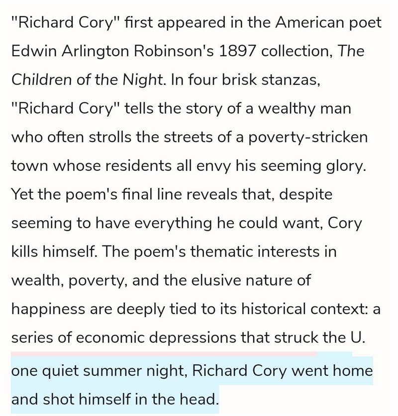 What are the social concerns illustrated in poem"Richard Cory"?​-example-1