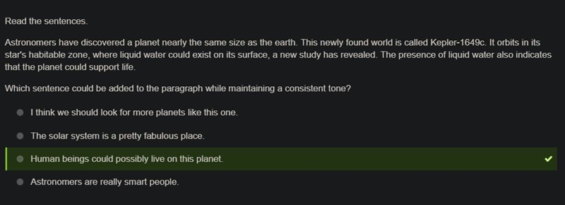 Read the sentences. Astronomers have discovered a planet nearly the same size as the-example-1