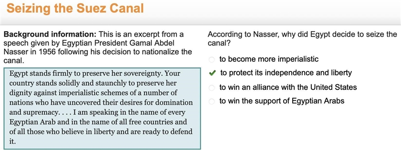 Background information: This is an excerpt from a speech given by Egyptian President-example-1