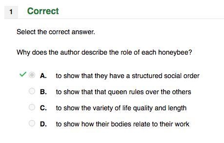 Why does the author describe the role of each honeybee-example-1