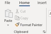 True or False: In Microsoft Word, the Copy, Cut and Paste options are in the HOME-example-1