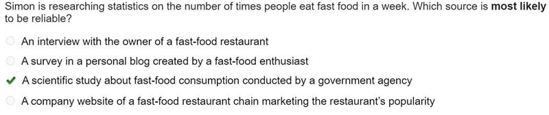 Simon is researching statistics on the number of times people eat fast food in a week-example-1